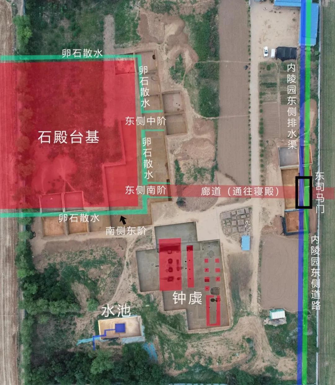 白草坡东汉陵园内陵园发掘遗迹分布图。河南省文物考古研究院供图 