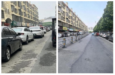 道路整改前（左）整改后（右）。商丘市委督查室供图